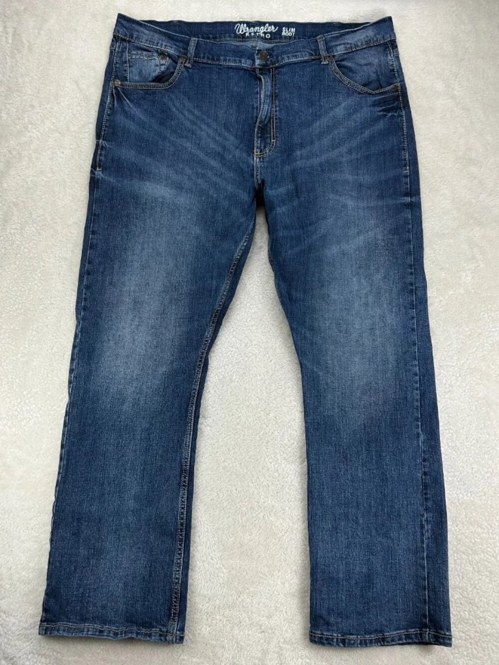 Wrangler Retro Jeans Mens 42x32 Blue Denim Stretch Western Cowboy Rodeo Work